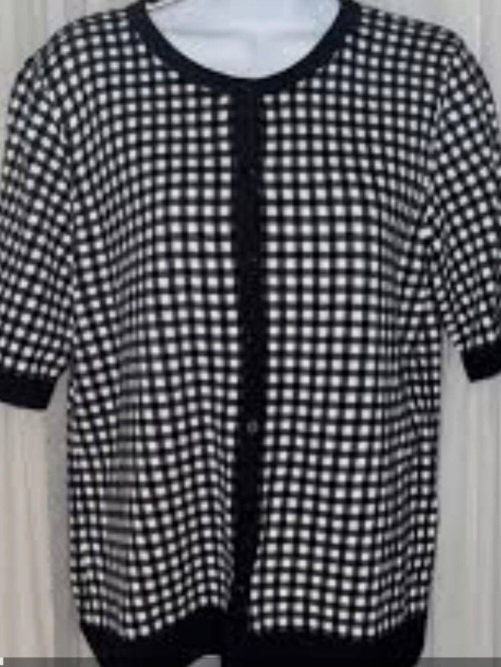 Christopher & Banks black and white gingham checkered cardigan sweater NWT XL
